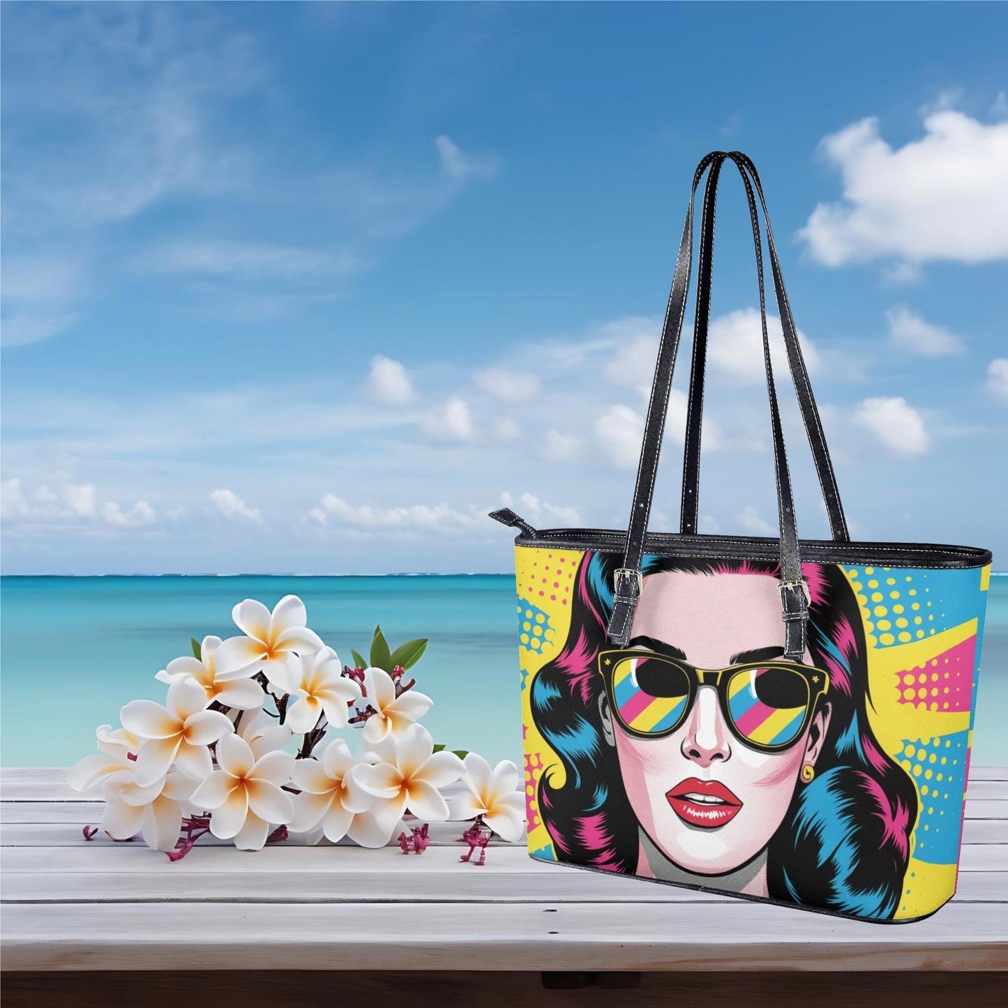 filename-Retro_Pop_Art_Vegan_PU_Tote_Bag